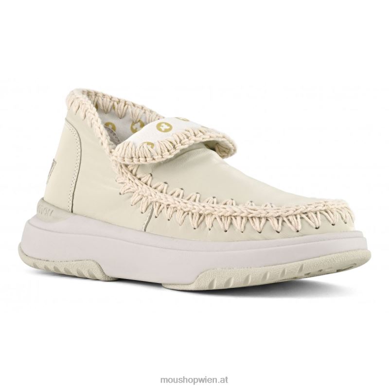 Frauen Jogger aus glattem Leder Mou P660X105 Kreide