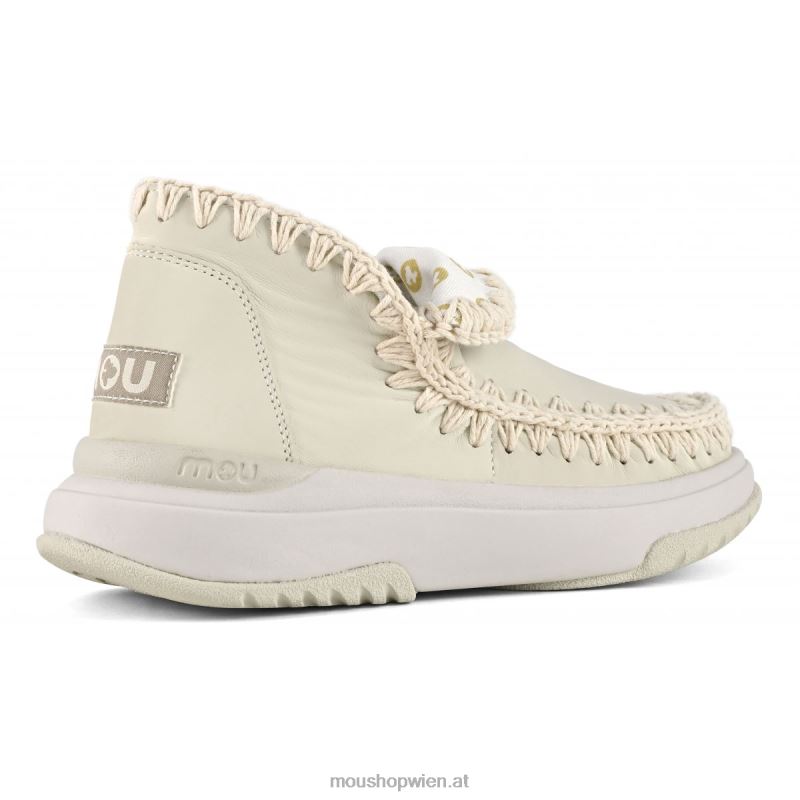 Frauen Jogger aus glattem Leder Mou P660X105 Kreide