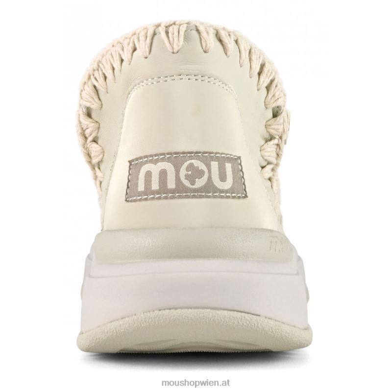 Frauen Jogger aus glattem Leder Mou P660X105 Kreide