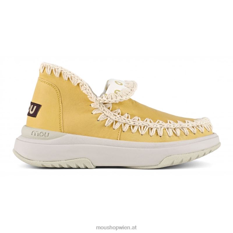 Frauen Jogger aus glattem Leder Mou P660X107 Toffee