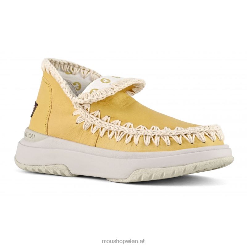 Frauen Jogger aus glattem Leder Mou P660X107 Toffee