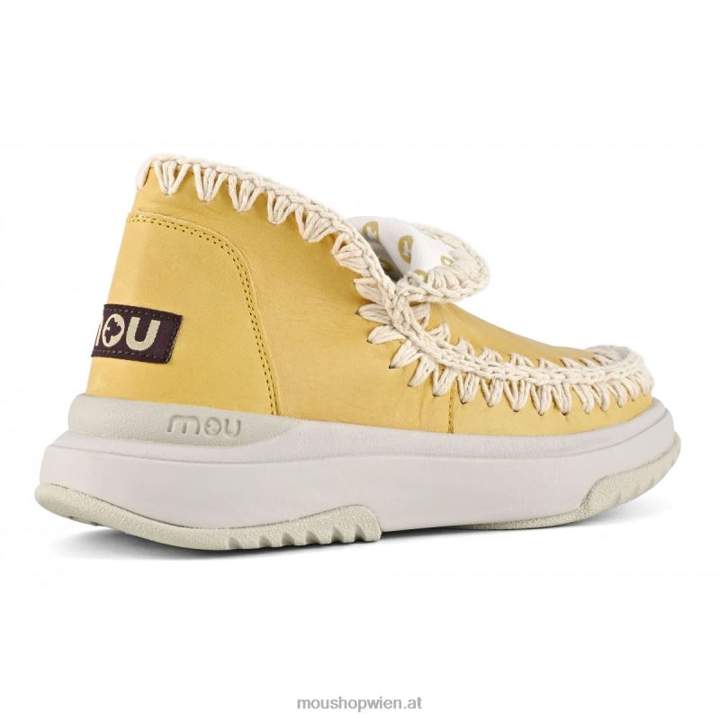 Frauen Jogger aus glattem Leder Mou P660X107 Toffee