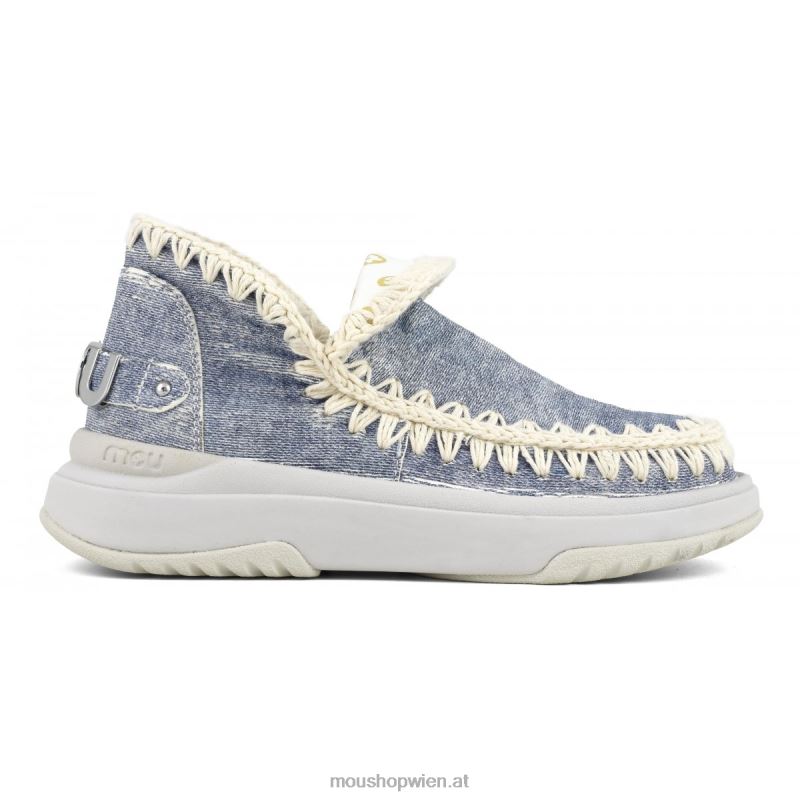 Frauen Jogger einfarbig Mou P660X100 Leder gewaschener Denim