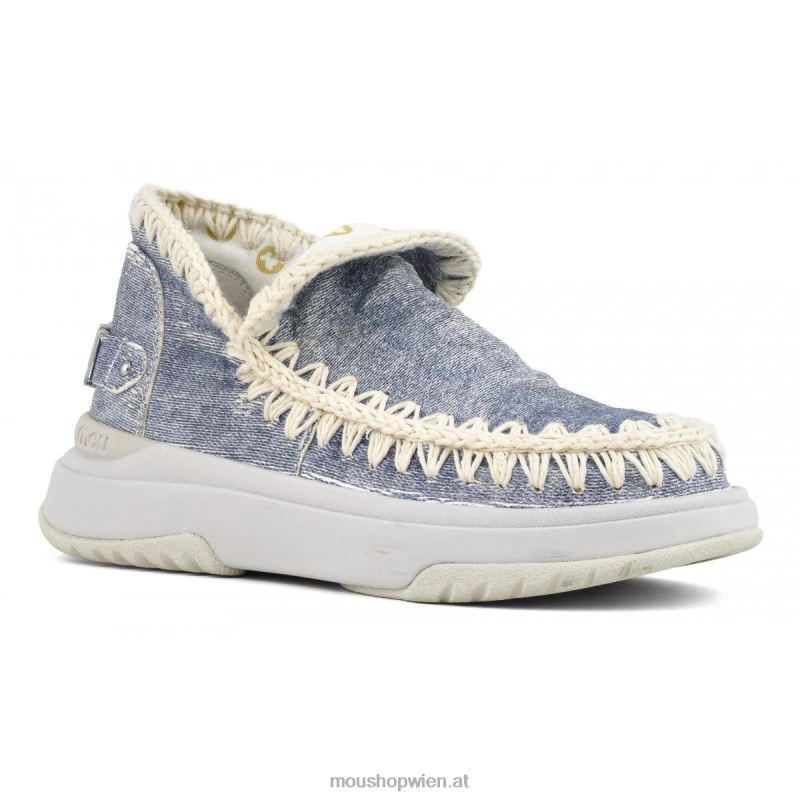 Frauen Jogger einfarbig Mou P660X100 Leder gewaschener Denim