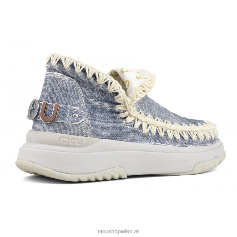 Frauen Jogger einfarbig Mou P660X100 Leder gewaschener Denim