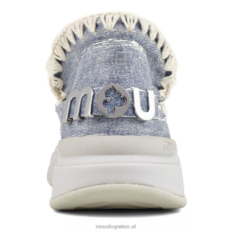 Frauen Jogger einfarbig Mou P660X100 Leder gewaschener Denim