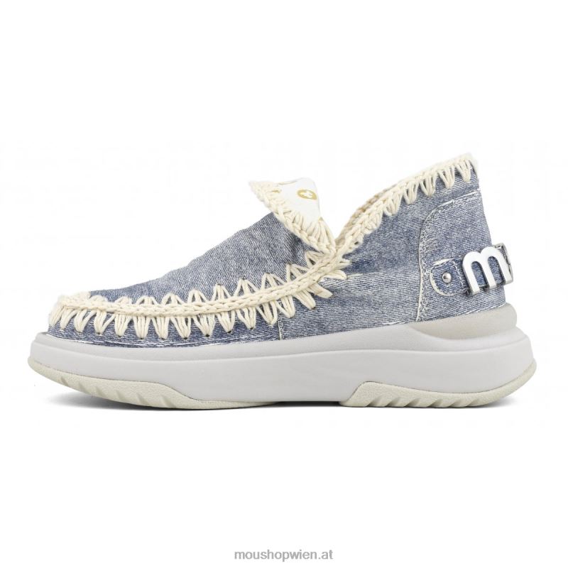 Frauen Jogger einfarbig Mou P660X100 Leder gewaschener Denim