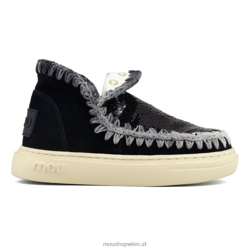 Frauen Kräftige Wildleder-Nähte Mou P660X82 Schwarz