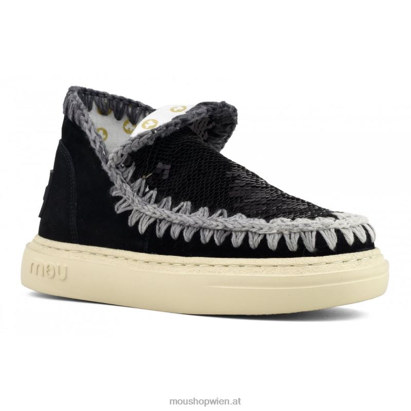 Frauen Kräftige Wildleder-Nähte Mou P660X82 Schwarz