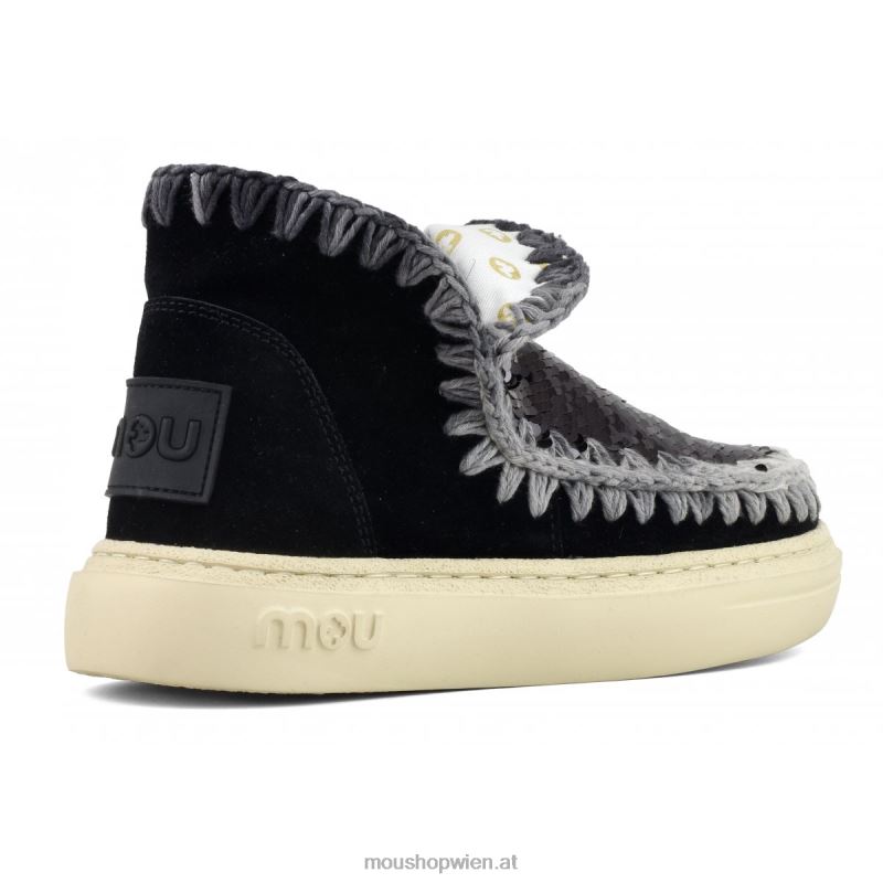 Frauen Kräftige Wildleder-Nähte Mou P660X82 Schwarz