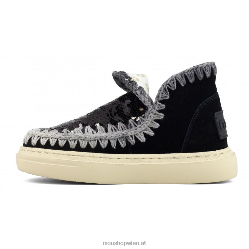 Frauen Kräftige Wildleder-Nähte Mou P660X82 Schwarz