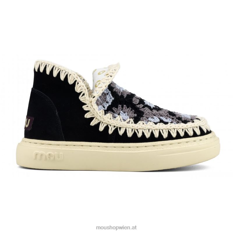 Frauen auffälliges Häkelobermaterial Mou P660X76 Schwarz-Weiss