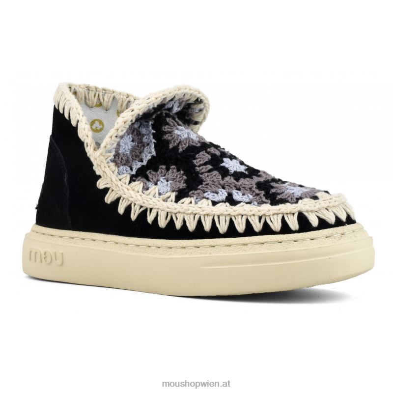 Frauen auffälliges Häkelobermaterial Mou P660X76 Schwarz-Weiss