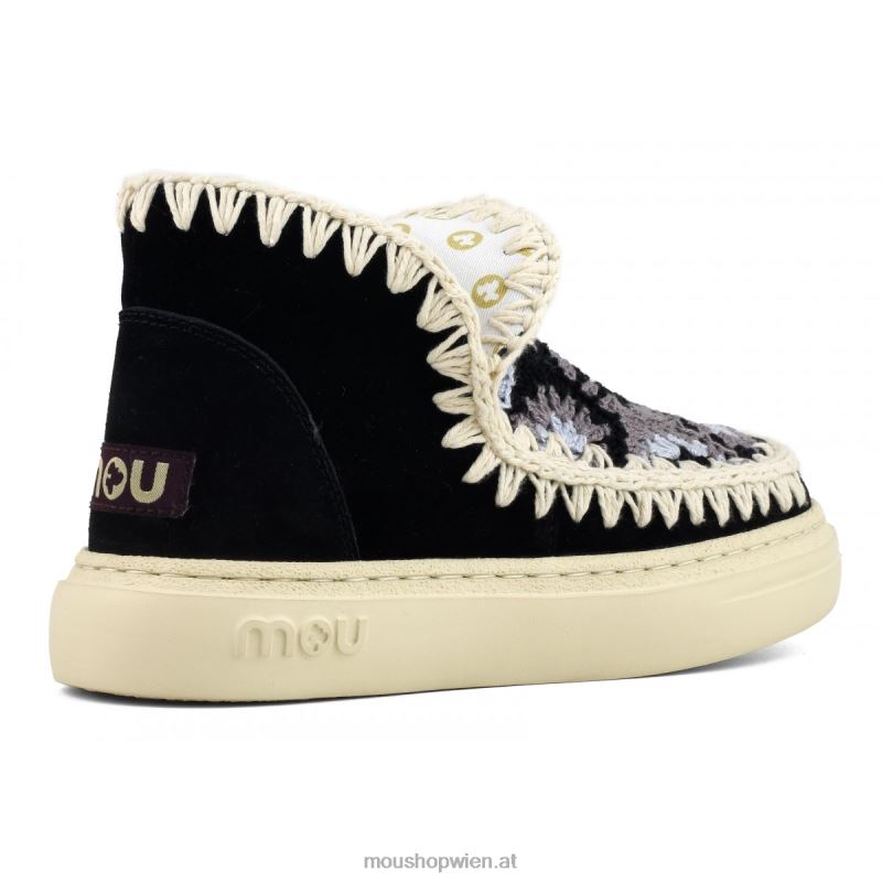 Frauen auffälliges Häkelobermaterial Mou P660X76 Schwarz-Weiss