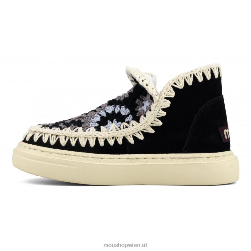 Frauen auffälliges Häkelobermaterial Mou P660X76 Schwarz-Weiss