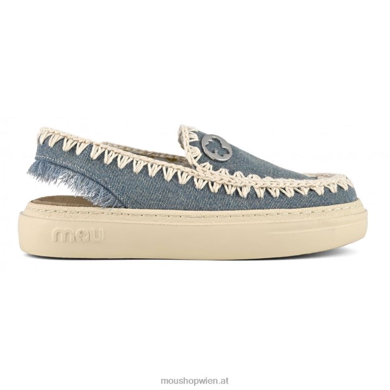 Frauen kühner Clog Mou P660X98 hell gewaschener Denim