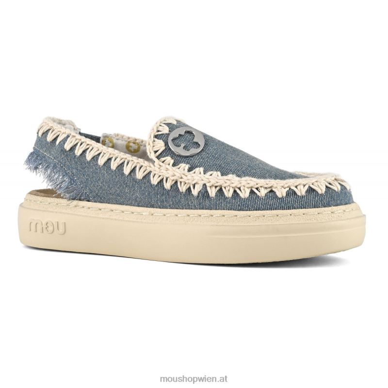 Frauen kühner Clog Mou P660X98 hell gewaschener Denim