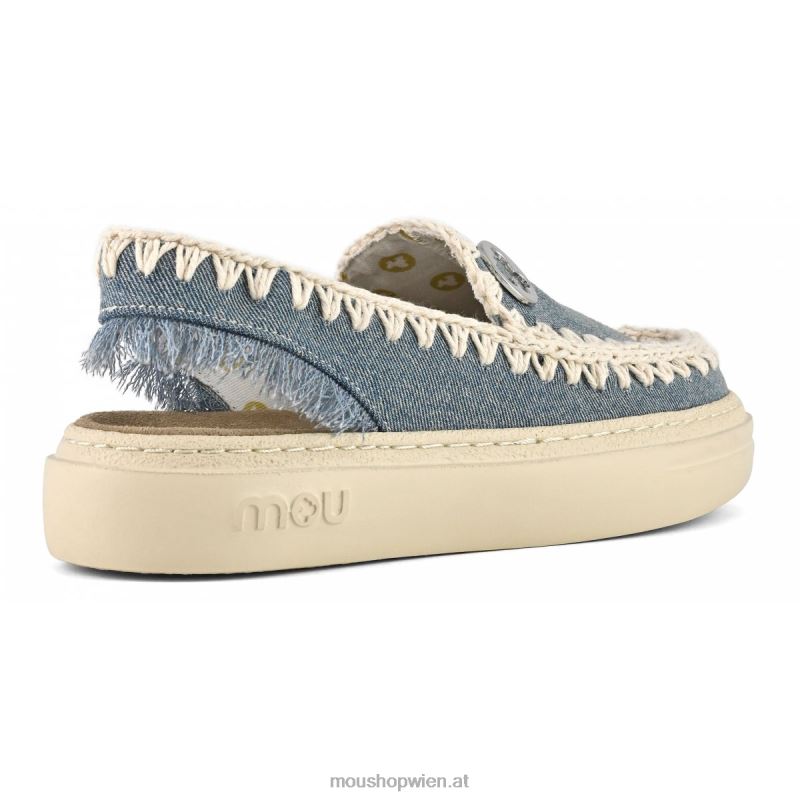 Frauen kühner Clog Mou P660X98 hell gewaschener Denim