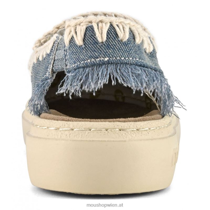 Frauen kühner Clog Mou P660X98 hell gewaschener Denim