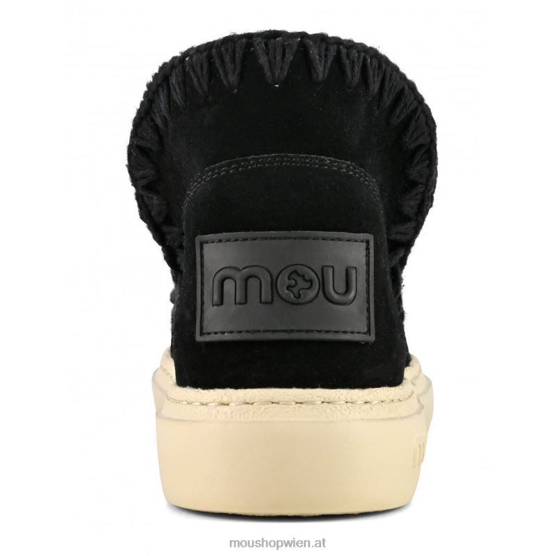 Frauen kräftiges Wildleder und Pailletten Mou P660X80 Schwarz