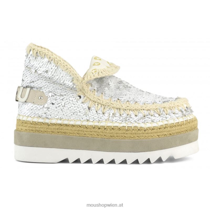 Frauen Eskimo-Jute-Pailletten Mou P660X218 Pailletten weiß-silber