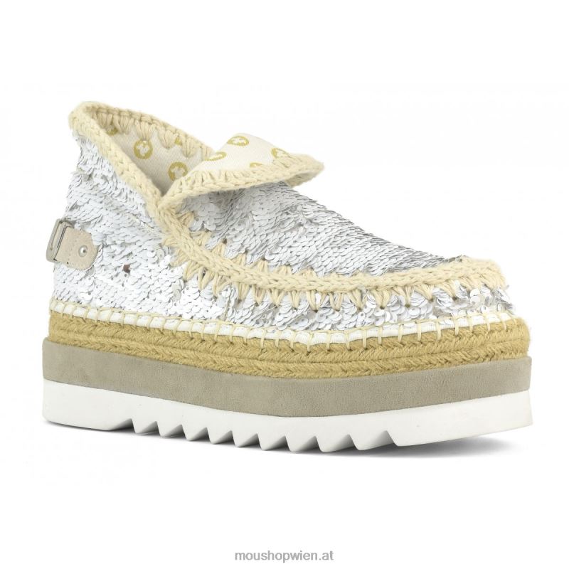 Frauen Eskimo-Jute-Pailletten Mou P660X218 Pailletten weiß-silber