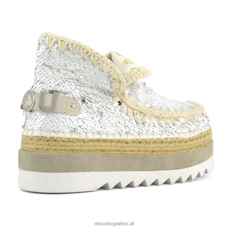 Frauen Eskimo-Jute-Pailletten Mou P660X218 Pailletten weiß-silber