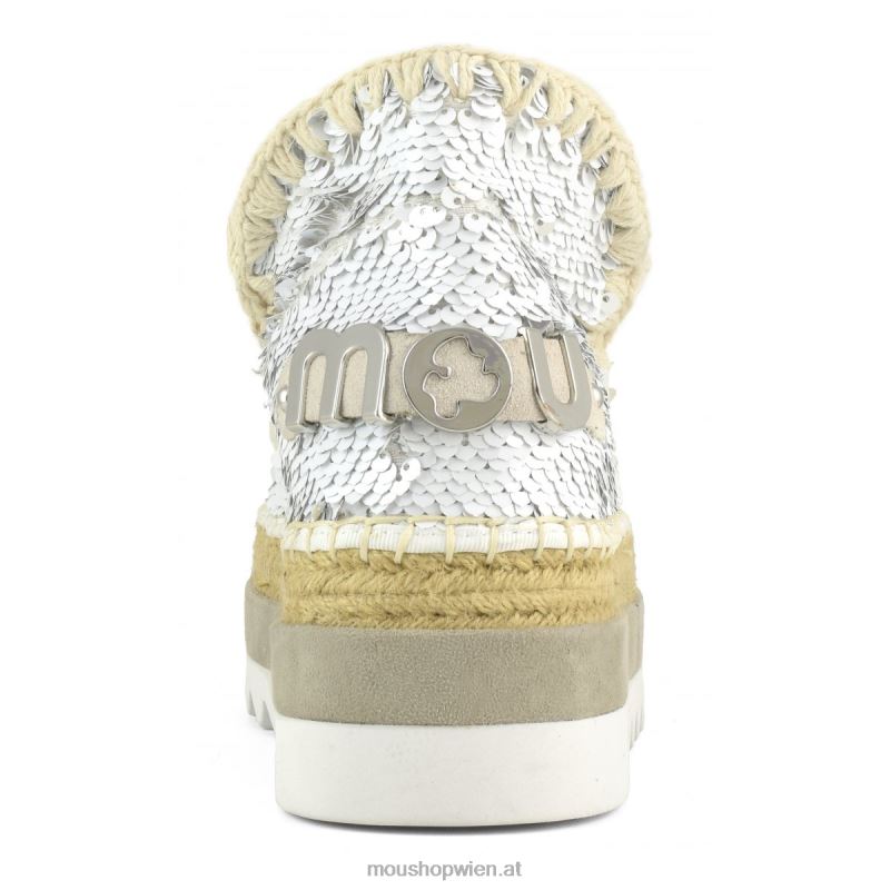 Frauen Eskimo-Jute-Pailletten Mou P660X218 Pailletten weiß-silber