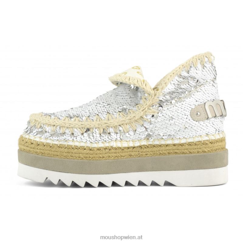 Frauen Eskimo-Jute-Pailletten Mou P660X218 Pailletten weiß-silber