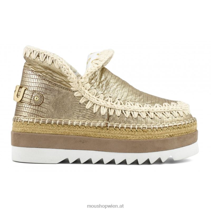 Frauen Eskimo-Jute-Spezialleder Mou P660X214 metallisches Eidechsengold