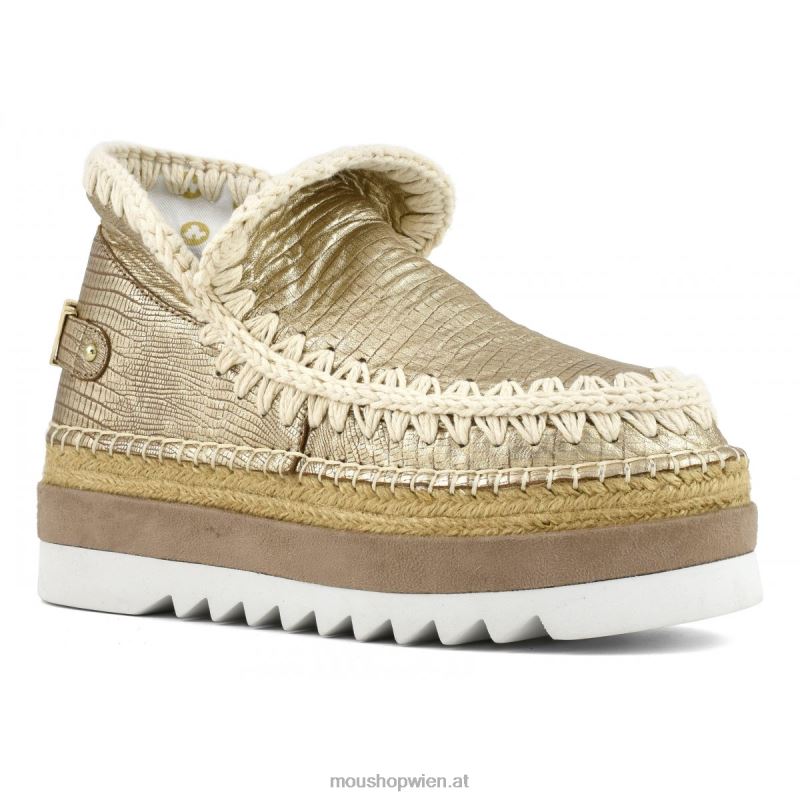 Frauen Eskimo-Jute-Spezialleder Mou P660X214 metallisches Eidechsengold