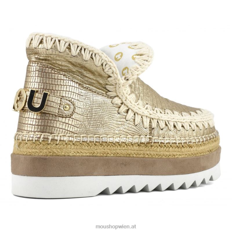 Frauen Eskimo-Jute-Spezialleder Mou P660X214 metallisches Eidechsengold