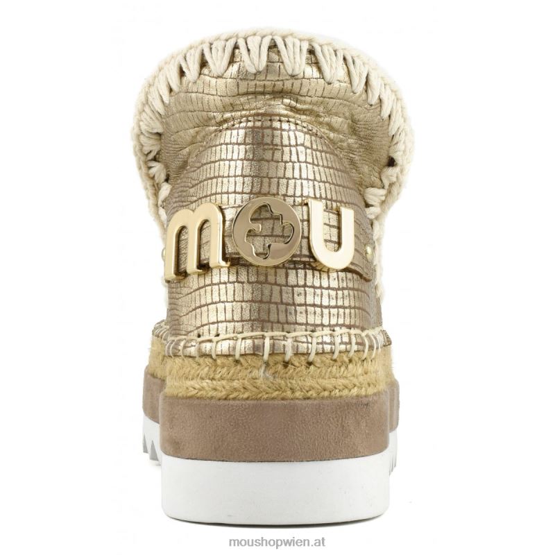 Frauen Eskimo-Jute-Spezialleder Mou P660X214 metallisches Eidechsengold