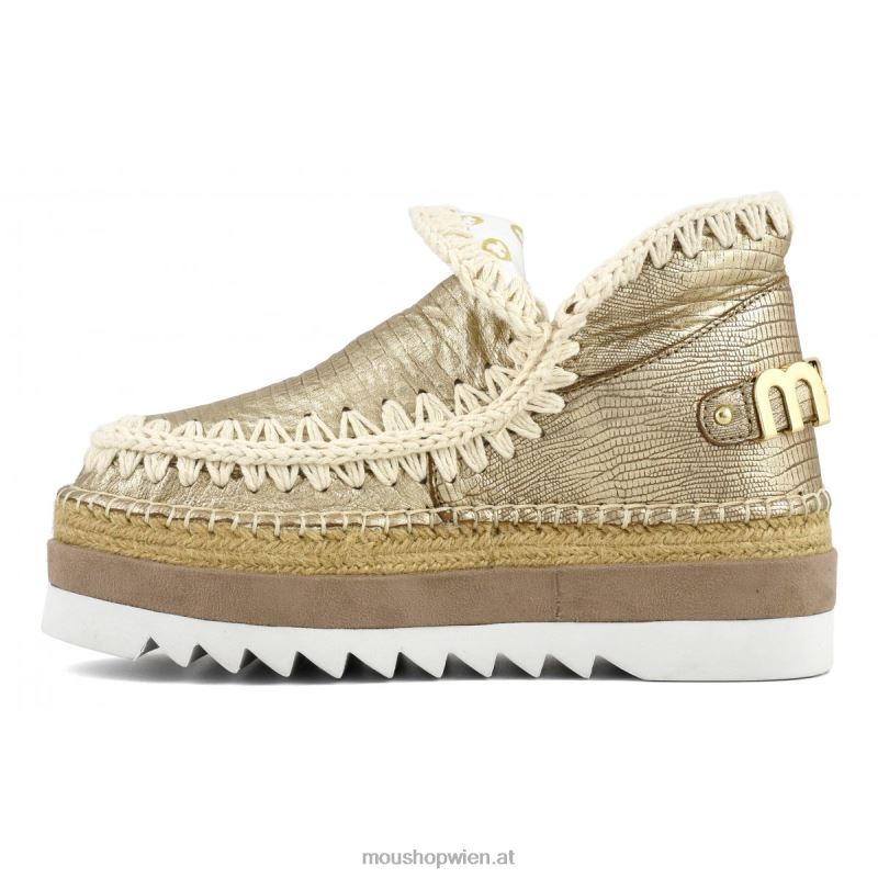 Frauen Eskimo-Jute-Spezialleder Mou P660X214 metallisches Eidechsengold