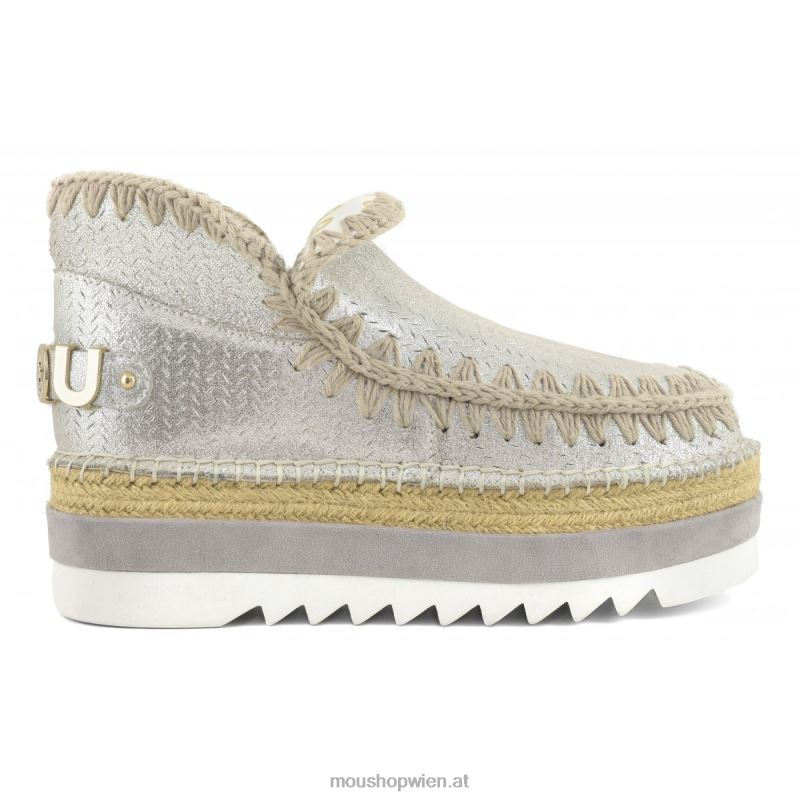 Frauen Eskimo-Jute mit perforiertem Mikroglitter Mou P660X216 Mikroglitter Elefantengrau