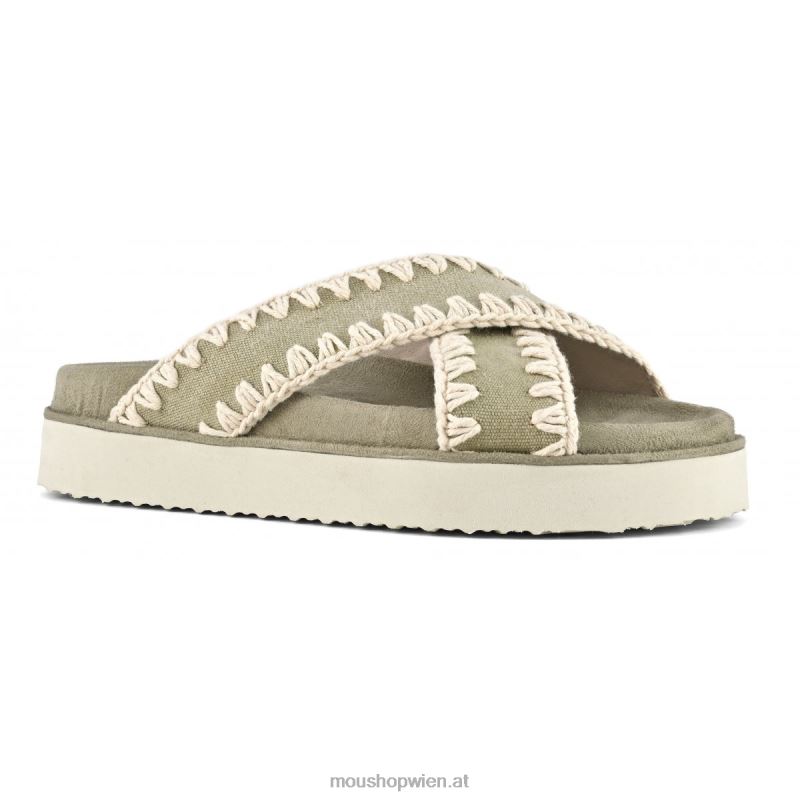Frauen Bio-Sandale überkreuzt Mou P660X181 Stein