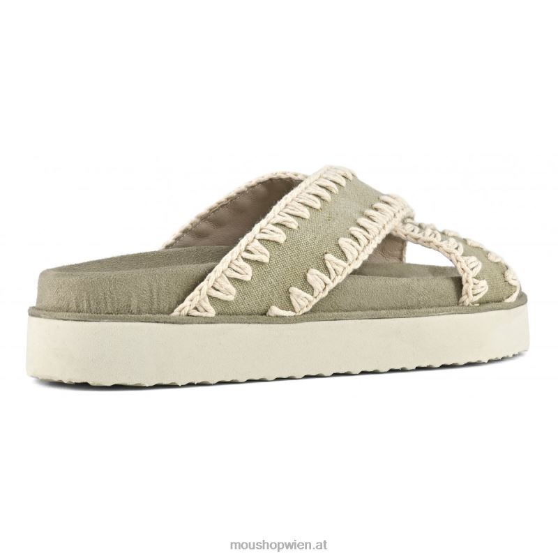 Frauen Bio-Sandale überkreuzt Mou P660X181 Stein