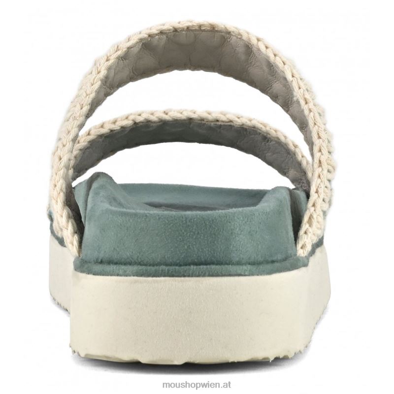 Frauen Bio-Sandale mit zwei Riemen Mou P660X179 grüne Mischung