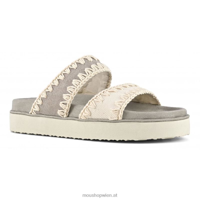 Frauen Bio-Sandale mit zwei Riemen Mou P660X180 natürliche Mischung