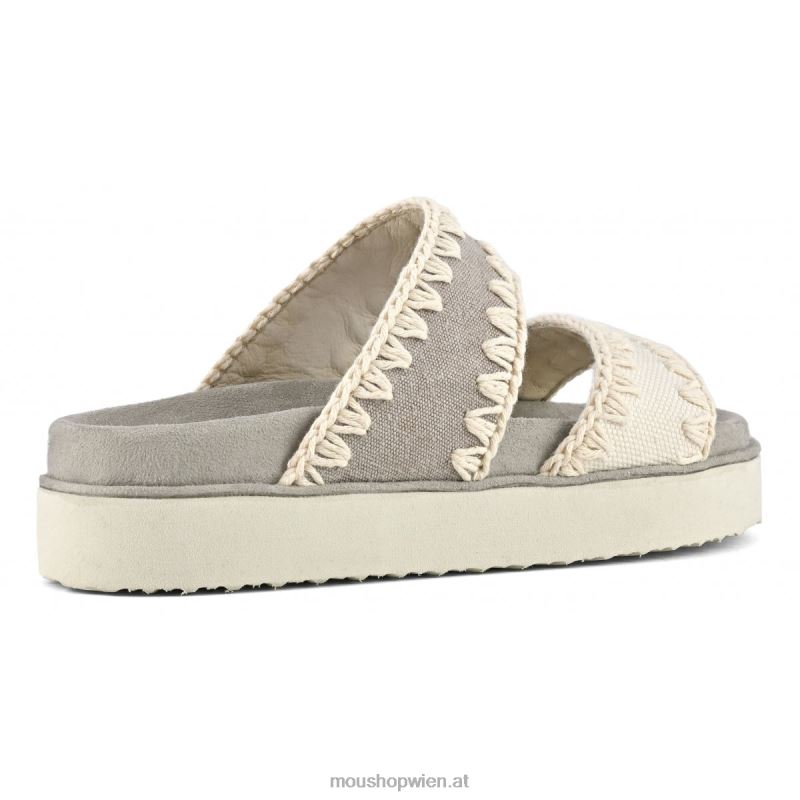 Frauen Bio-Sandale mit zwei Riemen Mou P660X180 natürliche Mischung