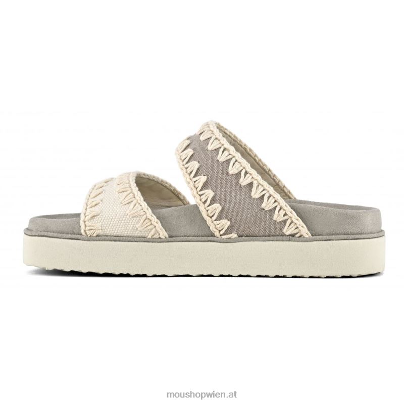 Frauen Bio-Sandale mit zwei Riemen Mou P660X180 natürliche Mischung