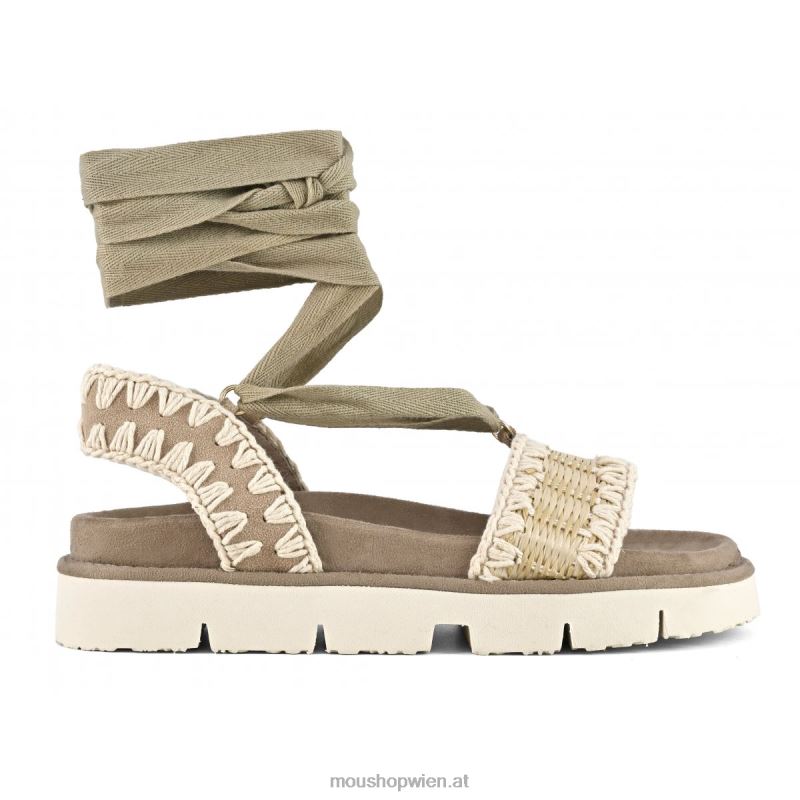 Frauen Bio-Sandale zum Schnüren Mou P660X162 natürlich