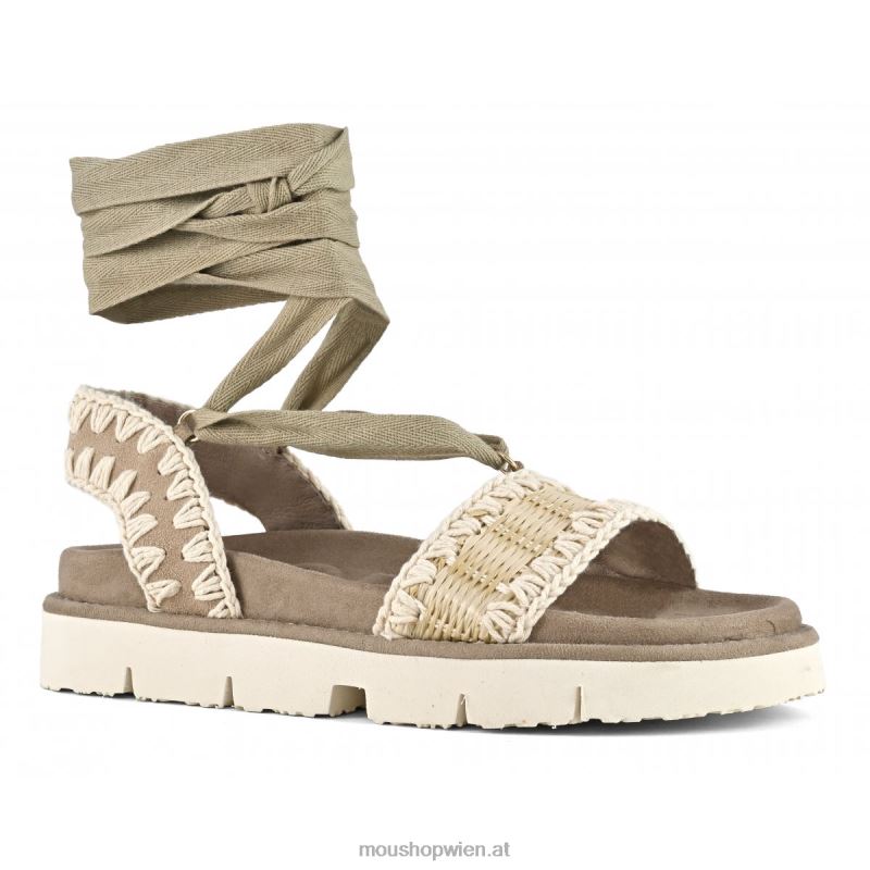 Frauen Bio-Sandale zum Schnüren Mou P660X162 natürlich
