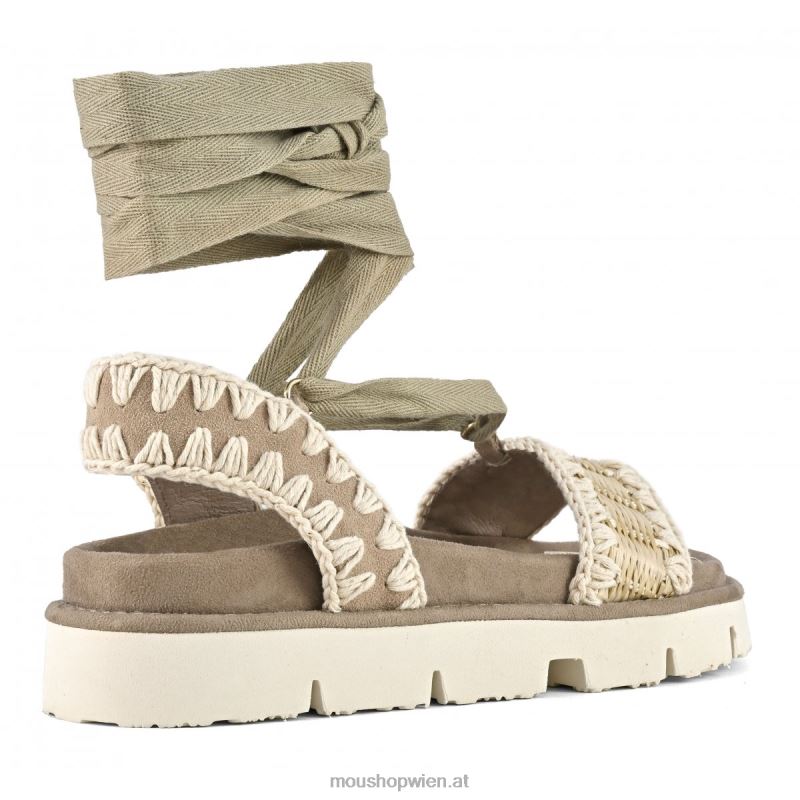 Frauen Bio-Sandale zum Schnüren Mou P660X162 natürlich