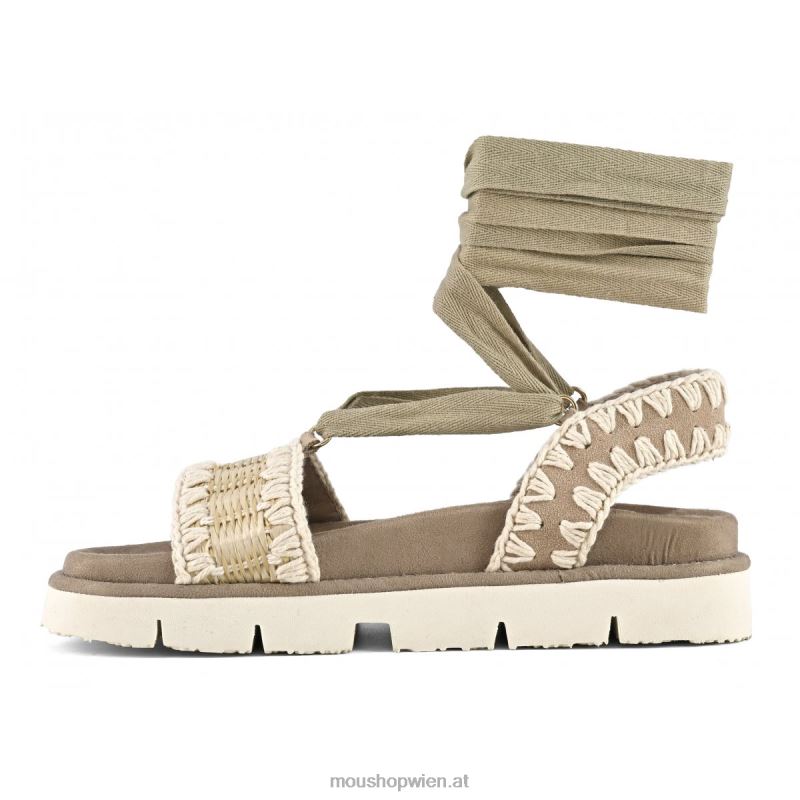 Frauen Bio-Sandale zum Schnüren Mou P660X162 natürlich