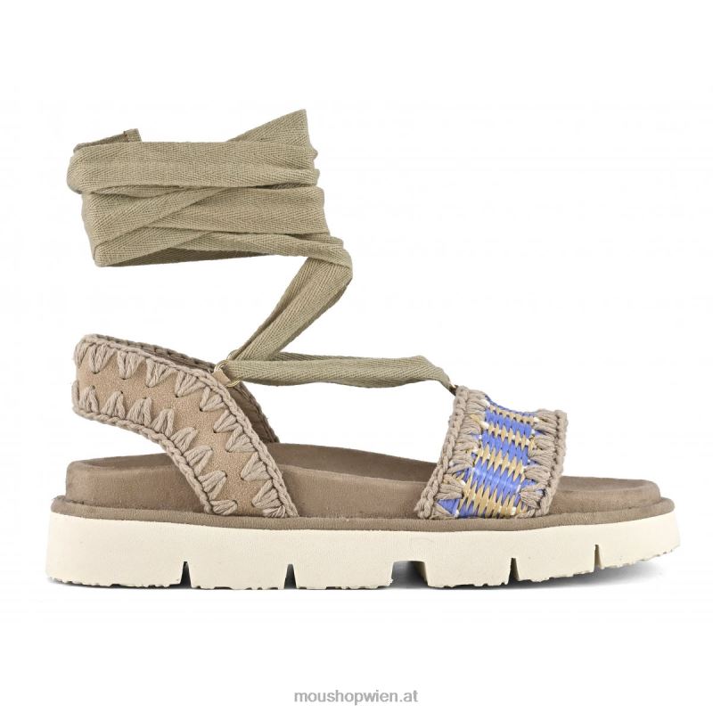 Frauen Bio-Sandale zum Schnüren Mou P660X163 Azul-Mischung