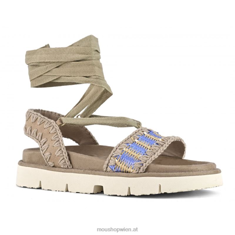 Frauen Bio-Sandale zum Schnüren Mou P660X163 Azul-Mischung