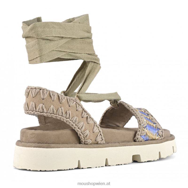 Frauen Bio-Sandale zum Schnüren Mou P660X163 Azul-Mischung