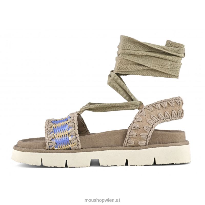 Frauen Bio-Sandale zum Schnüren Mou P660X163 Azul-Mischung