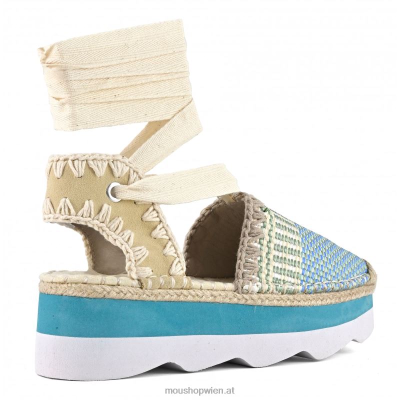 Frauen Espa-Sandale Mou P660X175 mehrfarbiger Bast/Wildleder